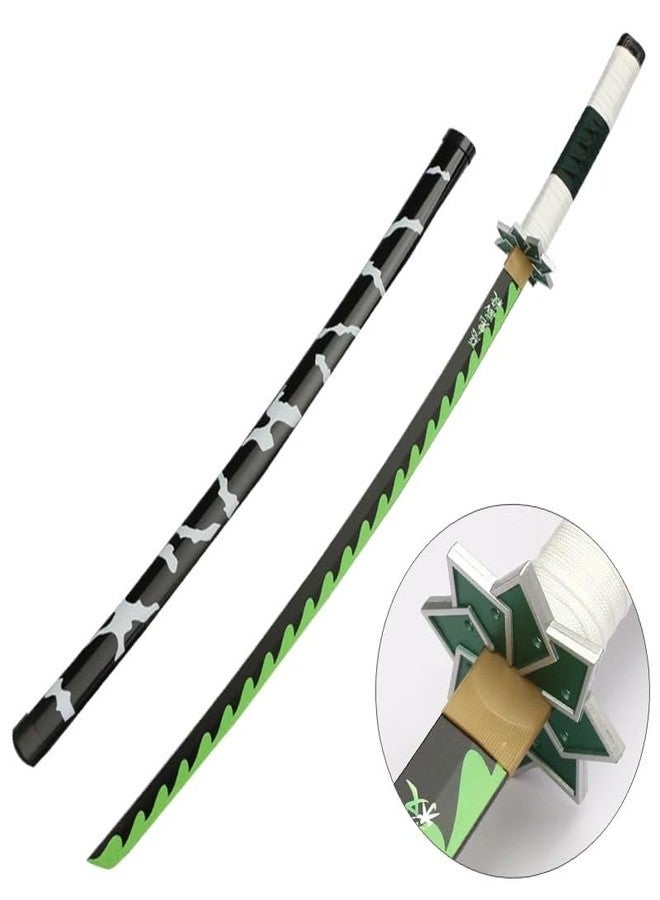 EXCELCHOICE Demon Slayer Shinazugawa Sanemi Katana Wooden Sword/Katana Toy Life Size Nichirin 104CM Bamboo Wood Sanemi Katana Toy Wind Hashira 2025 (with Single Layer Stand) Anime Cosplay Replica - Image 2